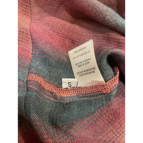 Cloth & Stone Size Small Top Shirt Pink Gray Flannel Open Back Anthropologie - Picture 9 of 11